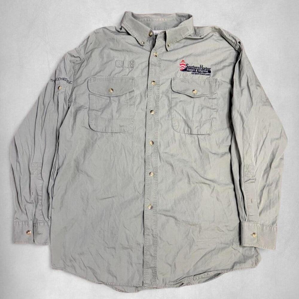 Large | COOSA COUNTY SOUTHERN HARBOR SAGE GREEN BUTTON-UP